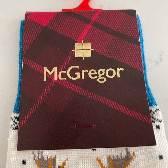 McGregor Landscape Print Combed Cotton Poly Blend Crew Socks Blue Cream BLk OS - Picture 2 of 8